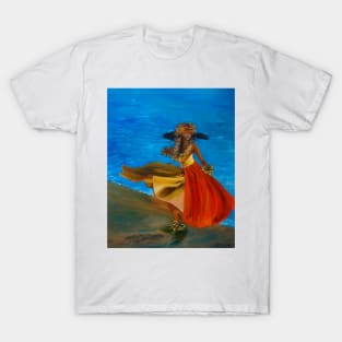 Red Dress on the Beach T-Shirt